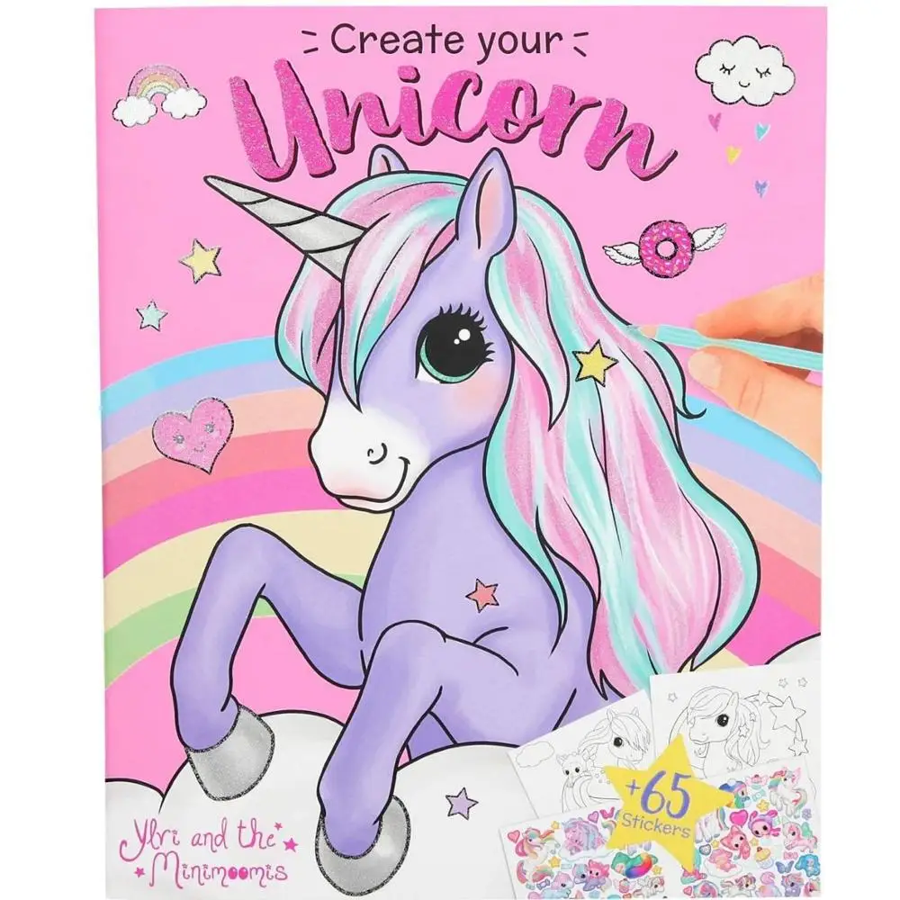 TOP MODEL, unicorns, coloring book, top model notebooks with stickers, sketchbook, stickers, sticker afbeelding