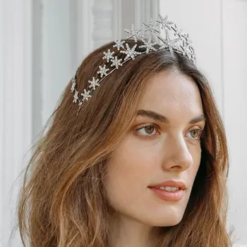 

Luxury Rhinestone Headpiece Wedding Bridal Hair Accessories for Women Baroque Crystal Star Crown Tiara Headband Party Jewelry