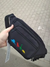 Mujer de dibujos animados lindo dinosaurio bordado Cintura amplia bolsa móvil Harajuku negro púrpura Banana Fanny Pack Bel Cantasi 186