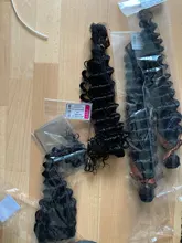 Mechones de pelo humano Remy con Perla Negra y ondas profundas, mechones de 30 pulgadas con cierre, 3 mechones