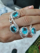 Colgante de cristal plateado de Ley 925 para mujer, collar, pendientes, conjunto de joyería nupcial, joyería 2021