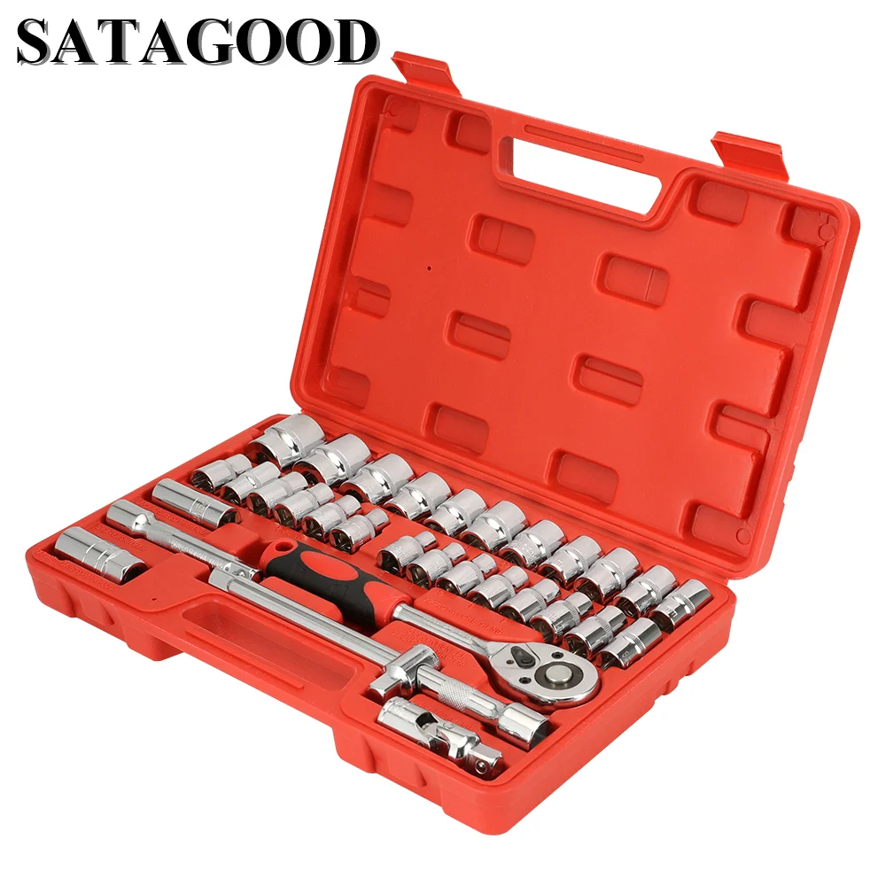 SATAGOOD Tool kit 32 items Tools Hand tool set auto repair tool hand tool auto tool car tool kit auto tool head set tool sets