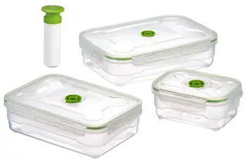 

3 PCS Kitchen Food Storage Box Gift Plastic Airtight Vacuum Container Microwave Dishwasher with 1 Pcs Manual Pump