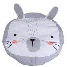 Серый/розовый кролик узор Круглый плюшевый ползающий коврик 90 см-1