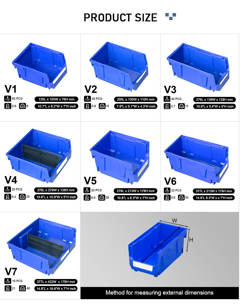 Industrial Warehouse Tool Storage Box Stackable Plastic Storage