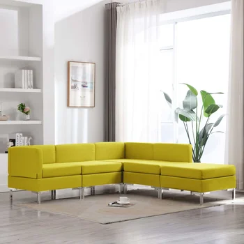 

5 PCs yellow sofa fabric sofa Set