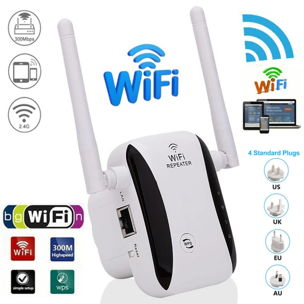 US Wireless 300Mbps Wireless Transmission Rate Mini 2.4G Portable WiFi Signal Range Extender WiFi Signal Enhancement Amplifier,Repeater/Extender/AP/WI-FI Signal Range Amplifier/Booster 