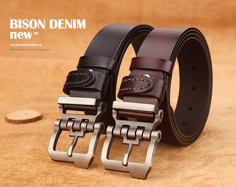 Мужской ремень с винтажной пряжкой Bison Denim N71223
