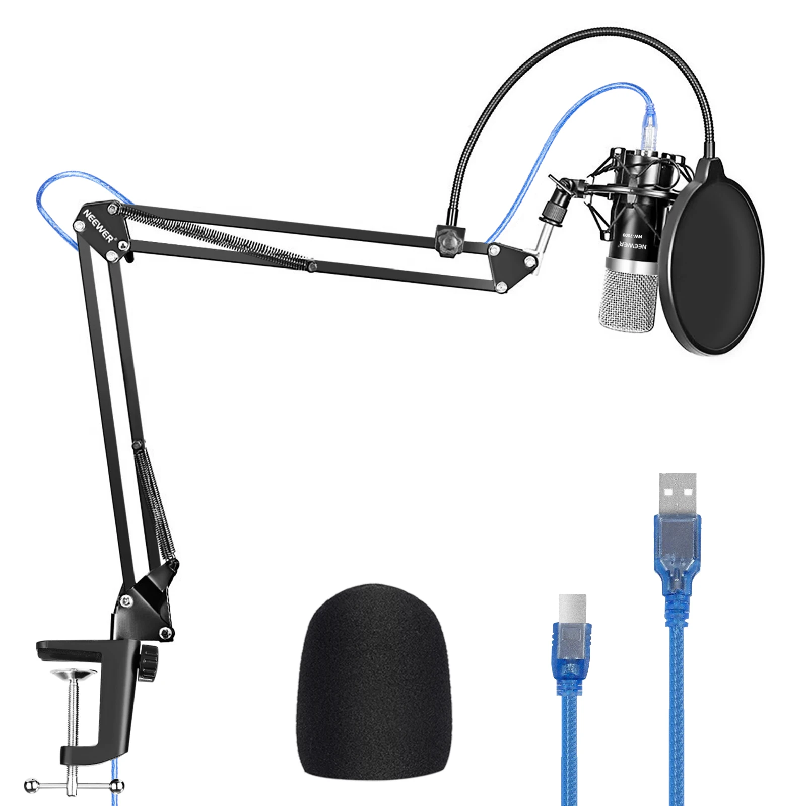 US $20.67 Neewer USB Microphone For Windows And Mac With Stand Shock Mount Pop FilterKit For Broadcasting And Sound Recording Black