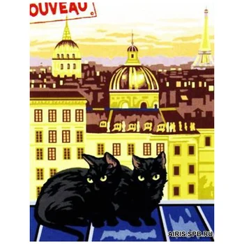 

Mrc1531-386 canvas with a pattern Margot 'Black koty' 40*50 cm