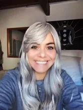 EASIHAIR-Peluca de cabello ombré ondulado para mujer afroamericana, cabellera artificial larga con flequillo, color gris, resistente al calor