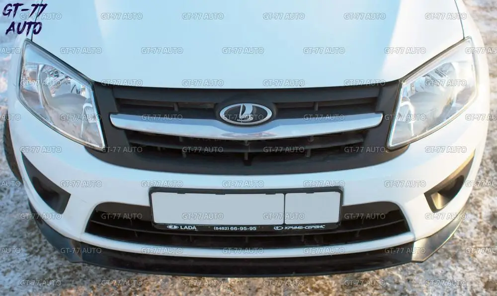 Сплиттер переднего бампера для Lada Granta- спортивный стиль под покраску или тиснение внешний материал ABS пластик Стайлинг тюнинг