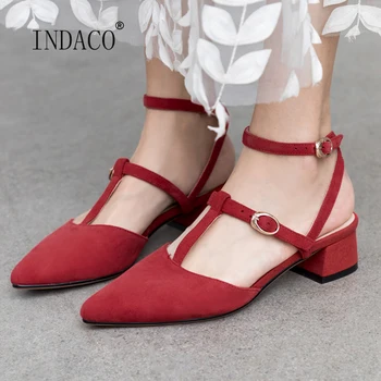 

Women Leather Sandals High Heels Leather Summer Sandals Red Black Pink Ankle Strap Heels 6.5cm