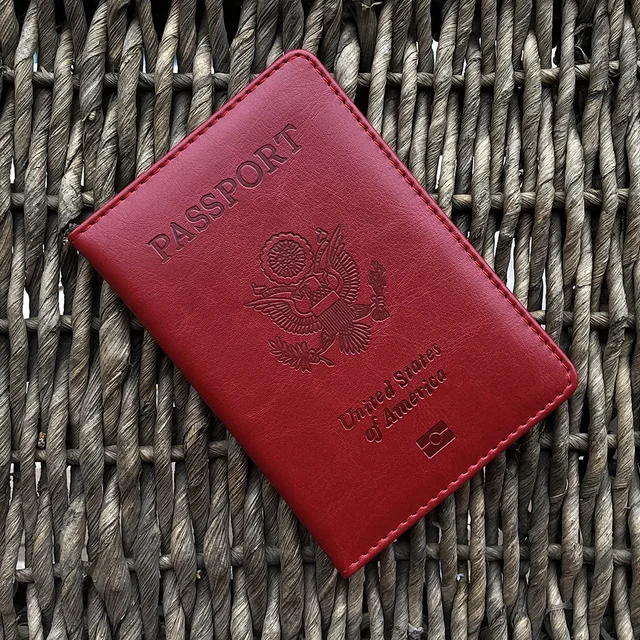 Personalised leather USA Passport Cover Customized Travel Passport holder American Wallet Covers for Passports us passport wine red 2