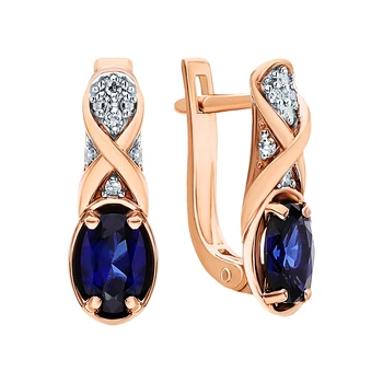 

Gold earrings with sapphires and diamonds sunlight sample 585