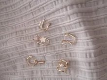 Arete de hojas de oro para hombres y mujeres, clips de oreja sin perforación, pendientes de cartílago falso, joyería, juego de 5 unidades