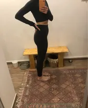 Gym Clothing Leggings Sportswear Crop-Top Yoga-Set Fitness Long-Sleeve Seamless Workout