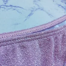 Bandage Swimwear Bikini Biquini Bathing-Suit Beachwear Mini Thong Push-Up Shiny Micro