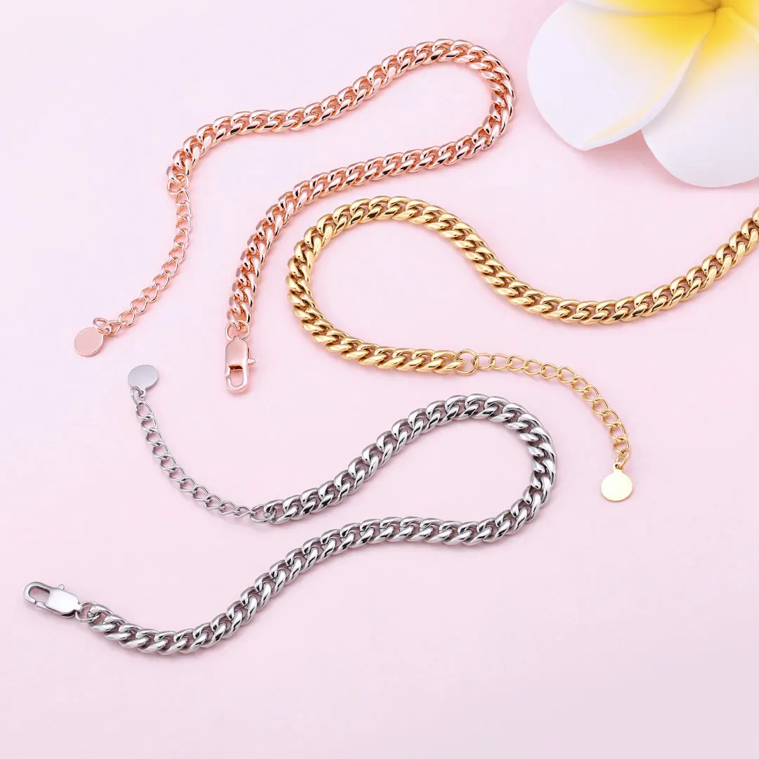 Curb Chain Necklace in 18K Rose Gold, 6mm