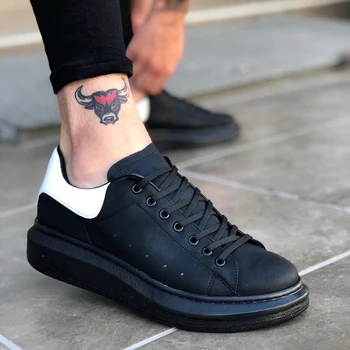 

BA0301 Lace-Up Thick Sole Black Men 'S Shoes. Shoe, sneaker, van, chaussure, air, para, flip, cover, lace, shoelaces, loafer