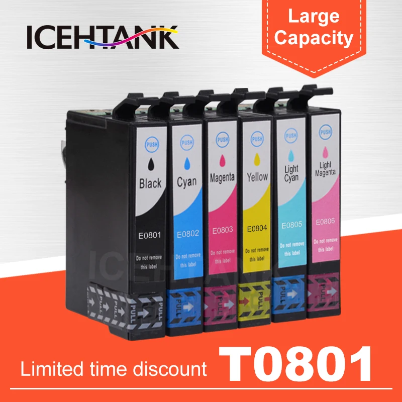 Чернильный картридж ICHTANK T0801 совместимый с принтером Epson Stylus Photo P50 T59 R265 270 285 290 360 585
