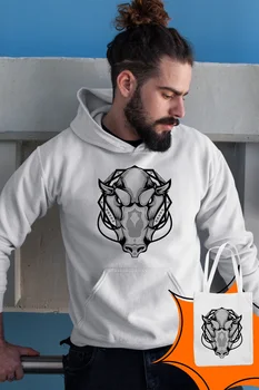 

Angemiel Wear Motif Sinirli Ox White Male Hooded Sweatshirt Bags Kombin