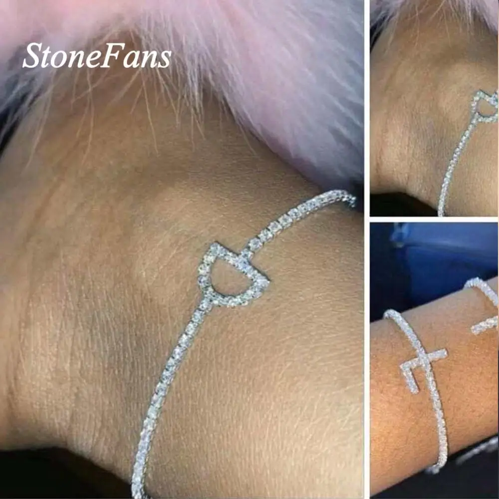 StoneFans Crystal Bling Letter Anklet Bracelet Initial Letter for Women Bulk Wholesale Jewelry Rhinestone Anklet Cuban Link StoneFans Crystal Bling Letter Anklet Bracelet Initial Letter for Women Bulk Wholesale Jewelry Rhinestone Anklet Cuban Link
