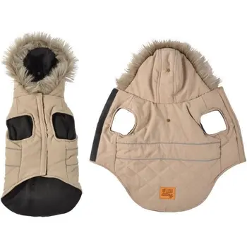 

Padded Jacket Chuck-faux fur Hood with fleece-35 cm-Taupe-dog