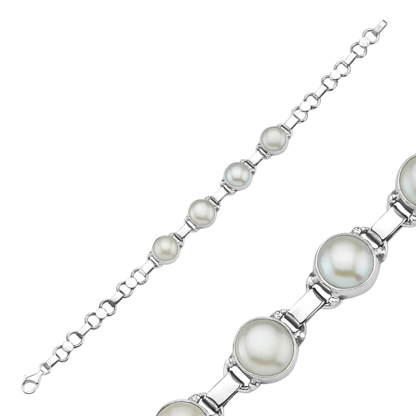 Серебряный 925 пробы жемчуг браслет ручной работы