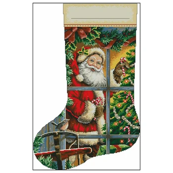 

Set for embroidery sock dimensions candy cane Santa stocking (Santa with sugar drinking straw) 41 cm (8778)