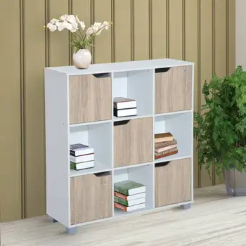 

Low shelf type Organizer Multifunctional 3 Levels-Coloranco and Oak-89.5x30x93cm