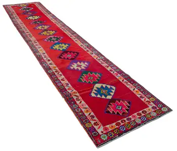 

83x400 Cm Red Handmade Boho Runner Rugs-3x13 Ft
