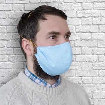 

Маска лицевая модельная многоразовая голубая. Анатомический крой с носовым фиксатором. 100% хлопок