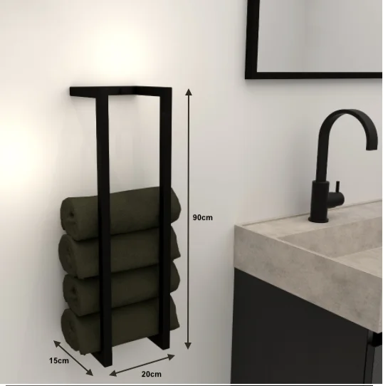 Metal Bathroom Rack Towel Holder Towel Rack Wall Mounted Bathroom Black Holder WD225