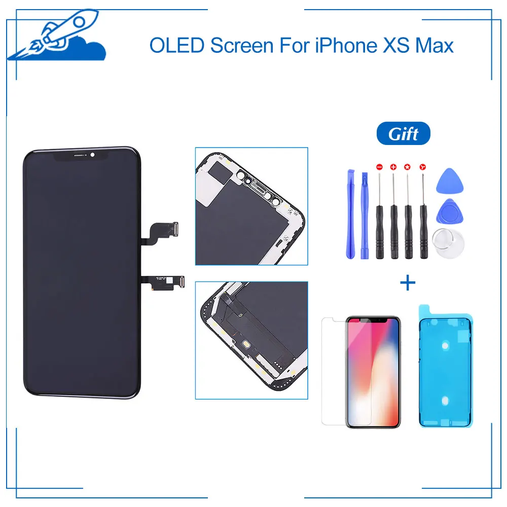 

AMOLED For iPhone XS max OEM Display With Force 3D Touch Digitizer Assembly No Dead Pixel LCD Screen Replacement Parts Black