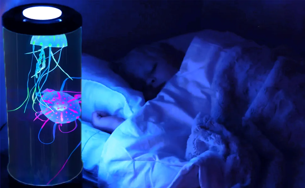 Cor em Mudança do Tanque de Água-viva Luz da Noite Fantasia Jellyfish Lâmpada Power - Bateria Alimentado Aquário Relaxante Humor Led Usb 7 Home & Garden