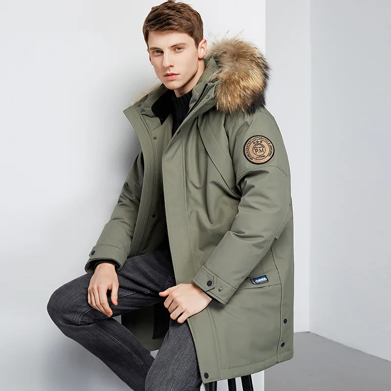 Men Down Jackets Winter Hooded Mid-Length Plus Size For Business
