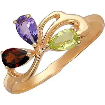 

Esthete ring with Garnet, yellow gold and amethyst