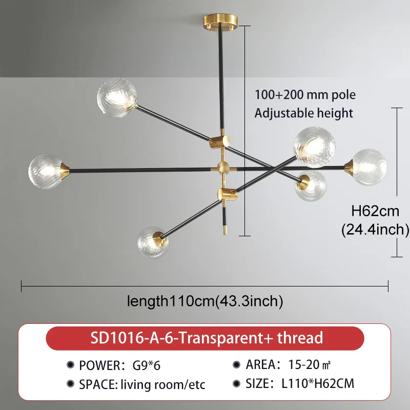 Modern Nordic Design LED Chandelier For Living Room Bedroom Dining Room Kitchen Ceiling Pendant Lamp Glass Ball G9 Hanging Light dining chandelier Chandeliers