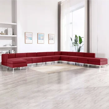 

11 PCs wine red fabric sofa Set sofa