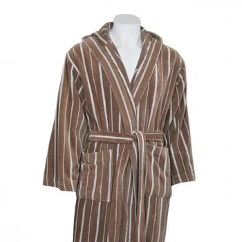 

Bathrobe beige velvet 100% cotton striped