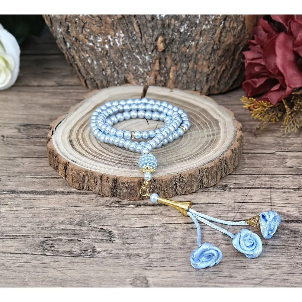 Lux Rosary Muslim Islamic Community Rose Pattern Handmade Pearl Gift Set Ramadan 2023 Mevlüt Worship Prayer Turkey Store