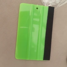 Espátula limpiacristales con fieltro para coche, herramienta para envoltorio de automóvil, herramienta de aplicación de ventana de vinilo, espátula para raspar, pegatina verde cuadrada, 1 Uds.