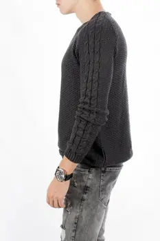 

DeepSEA Antracite Levers Chain Braided Narrow Cut Knitwear Sweater 1808059