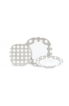 

SERVICE PLATES PORCELAIN X 6 PEOPLE 19 PIECES TWO-COLOR TAUPE WHITE