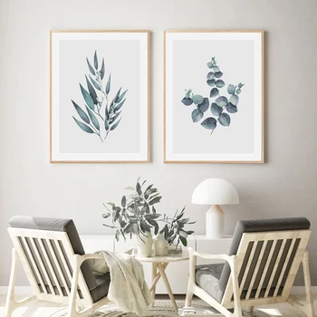 

Nordic Eucalyptus Botanical Leaves Wall Art Pictures Canvas Paintings Gallery Posters and Prints Interior for Bedroom Home Decor