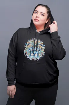 

Angemiel Wear Colorful Lion Black Women Hooded Sweatshirt