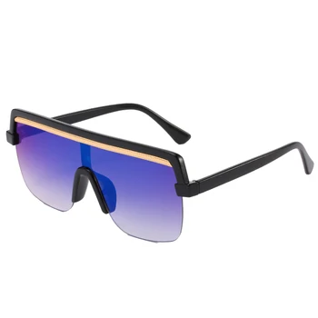 

FC Oversized Red Yellow Gradient Cat Eye Sunglasses Women 2019 Luxury Brand Fashion Rimless Square Metal Female Men Sun Glasses