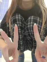 Gran 3XL cuadros Pantalones Mujer Pantalones sueltos, Casual pantalones de pierna ancha Ins Retro adolescentes Pantalones rectos Hip-hop Unisex Streetwear