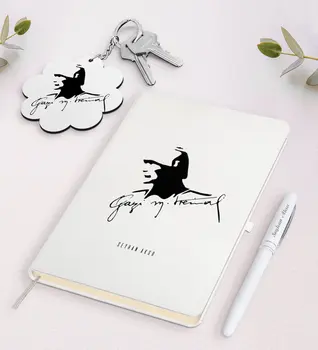 

Personalized Ataturk Themed White Notebook Pen and Keychain Gift Seti-27